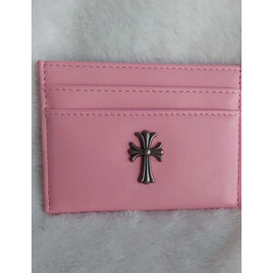 Gothic Cross Faux Leather Pink Card Holder